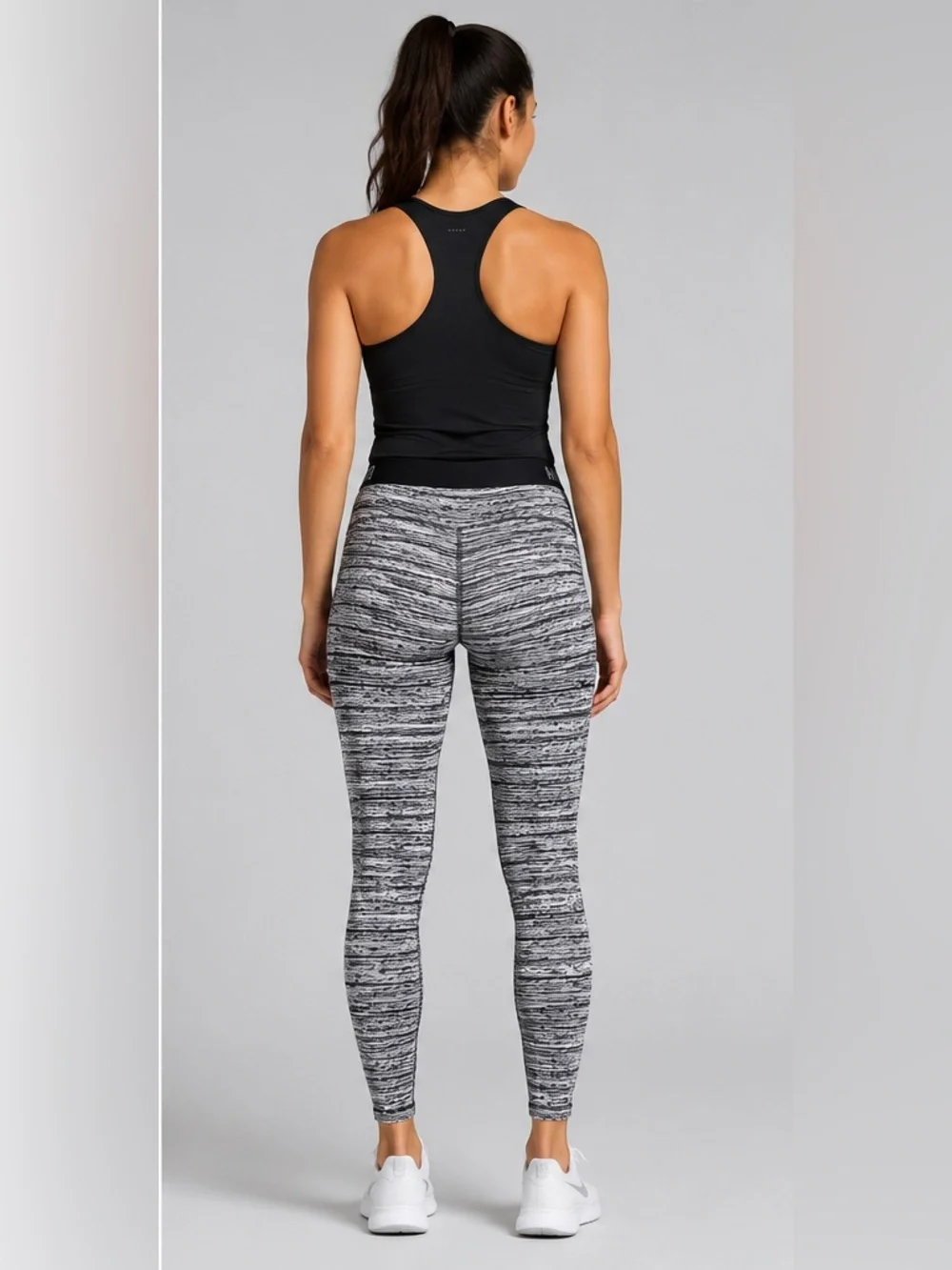 Nike Pro Dri-FIT Gray Black Printed Compression Leggings Women’s Medium M EUC